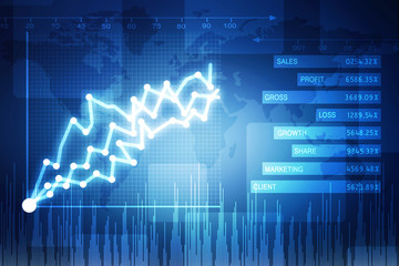 2d rendering Stock market online business concept. business Graph 
