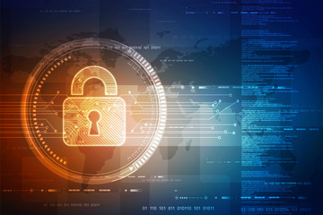 2d illustration Safety concept: Closed Padlock on digital background