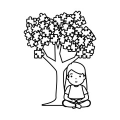 girl with tree puzzle attached
