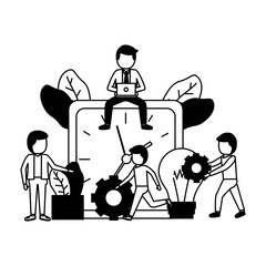 business people time clock