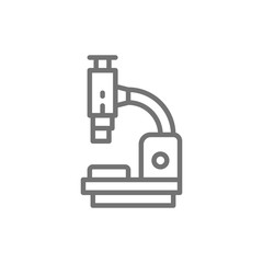 Microscope, medical equipment, lab research line icon.
