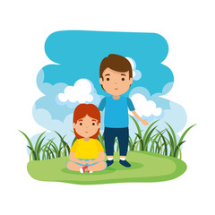 father with daughter in the camp