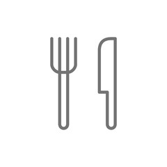 Cutlery, fork and knife line icon.