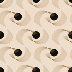 abstract pattern with wired ribbons and dots in ivory shades