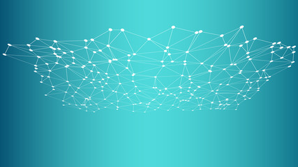 Signal processing creative illustration, dots and lines shapes 3d