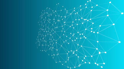 Vector wires shapes background, connected line and dots 3d pattern