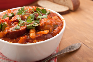 sausage, chorizo and bean stew