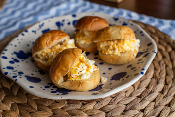 small sandwiches with scrambled eggs