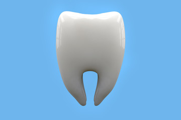 Health Tooth on blue background. 3d illustration.