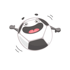 Soccer ball happy cartoon character awarded with a medal for first place. Football champion. Vector illustration isolated on white background.