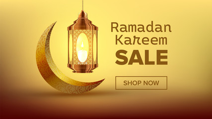 Ramadan Sale Banner Vector. Arabian Concept. Holiday Shopping. Decoration Art. Business Message. Discount Flyer. Big Sale. Illustration