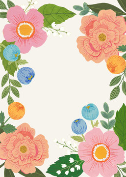 Floral Wreath with Green Leaves