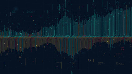 Futuristic infographics data thread visualization profit and loss schedule, statistic graph and finance analysis