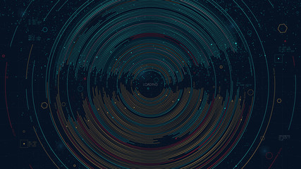 Spherical graphic visualization futuristic complex big data, digital analytics financial schedule