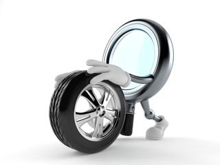 Magnifying glass character rolling spare wheel