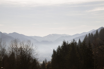 Landscape in the Hutsul mountain village in the morning .