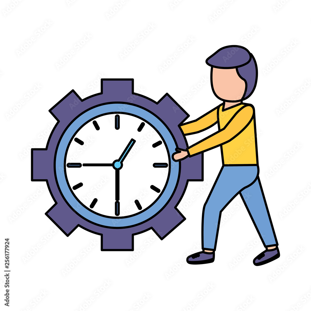 Sticker businessman clock gear