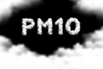 PM 10 text Cloud or smoke pattern, Pollution dust concept design illustration isolated float on dark sky background, vector eps 10