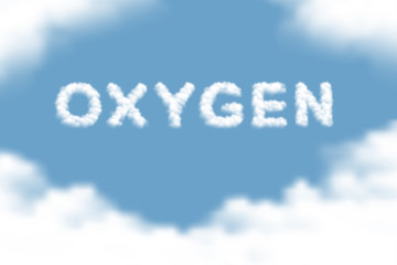 Oxygen text Cloud or smoke pattern design illustration isolated float on blue sky gradients background, vector eps 10