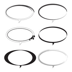 set of eight dialogue boxes vector - speech bubbles black and white