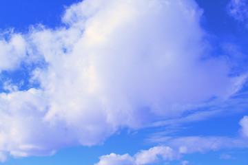 Cumulus clouds. Large plan. Background. Landscape.