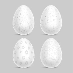 Set of White Decorated Easter Eggs