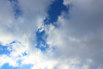 Cumulus clouds. Large plan. Background. Landscape.