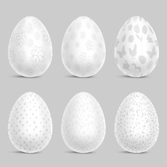 Set of White Decorated Easter Eggs