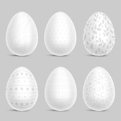 Set of White Decorated Easter Eggs