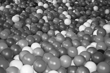 Black grey white balls for dry massage. Black-and-white photo