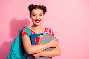 Close-up portrait of her she nice-looking cute charming attractive glamorous lovely cheerful girl...