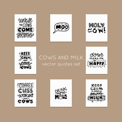 Cows and Milk vector set