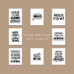 Fototapeta premium Cows and Milk vector set