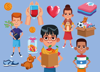 Kids and charity cartoons