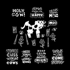 Cows and Milk vector set