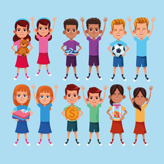 Kids donation and charity cartoon