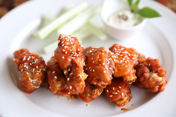 buffalo wings , Fried chicken with hot and spicy sauce