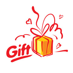 Painted gift in the form of boxes. Vector illustration