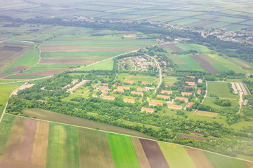 The view from the airplane window at the city
