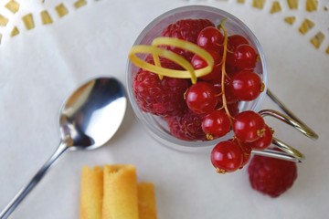Breezy summer breakfast, yogurt and red berries