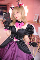 Fototapeta na wymiar Japan anime cosplay , portrait of girl cosplay in pink room background