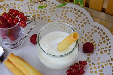 Breezy summer breakfast, yogurt and red berries