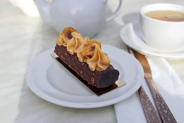 banana peanutbutter cake and tea