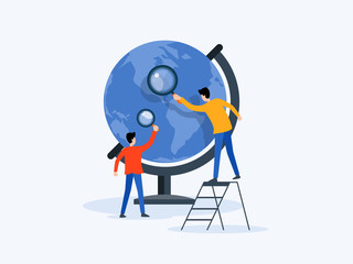 flat Vector illustration  technology business research , learning and online education concept 