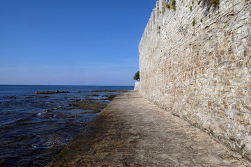 Beach in the small idyllic city Novigrad located on the west coast of Istria peninsula, Croatia