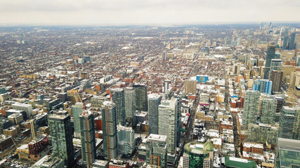 High aerial view over looking the city of Toronto, Canada