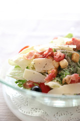 caesar salad with chicken crispy bacon and cheese healthy food