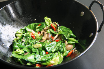 Stir Fry Vegetables on Frying Pan