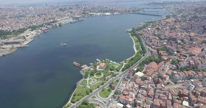 Aerial view of Golden Horn and Istanbul Bosphorus