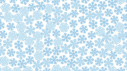 Lot of bluish snowflakes, white background. Hand-drawn snowflakes, different size. For wrappers, packaging, backgrounds, sites, applications, fabrics.
